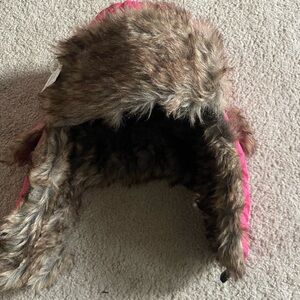 Kids Pink Faux Fur Trapper Hat - Cozy Winter Accessory